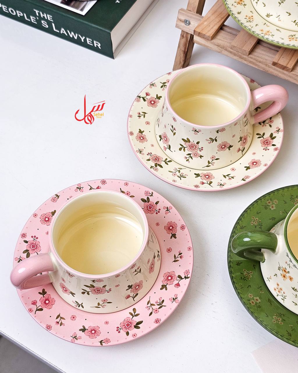 كوب مع صحن بنقشة الزهور AR-38